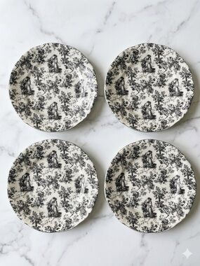 Baum Bros. Salad Plates Set 4 Romance Formalities Black & White